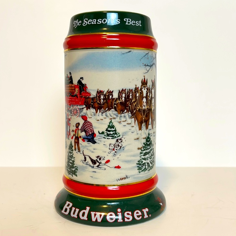 Vintage 1991 Budweiser Christmas stein